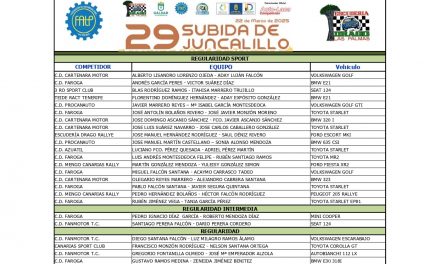LISTA PROVISIONAL INSCRITOS 29ª Subida de Juncalillo 2025