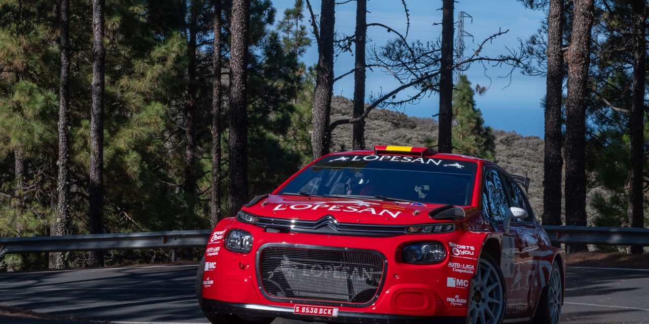 Luis Monzón y José Carlos Déniz se recuperan después de su salida de carretera en el Rally de Maspalomas